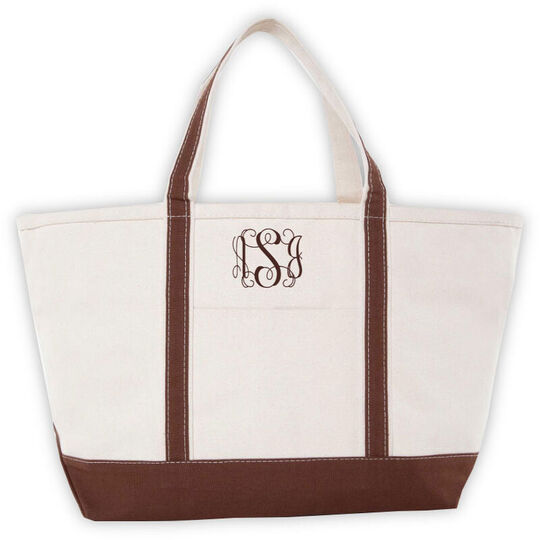 Personalized Brown Large Boat Tote